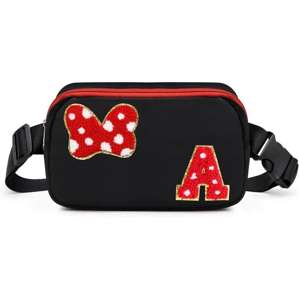 Chenille Mouse Initial Letter Fanny Pack Waterproof Crossbody Bag for Kids Women